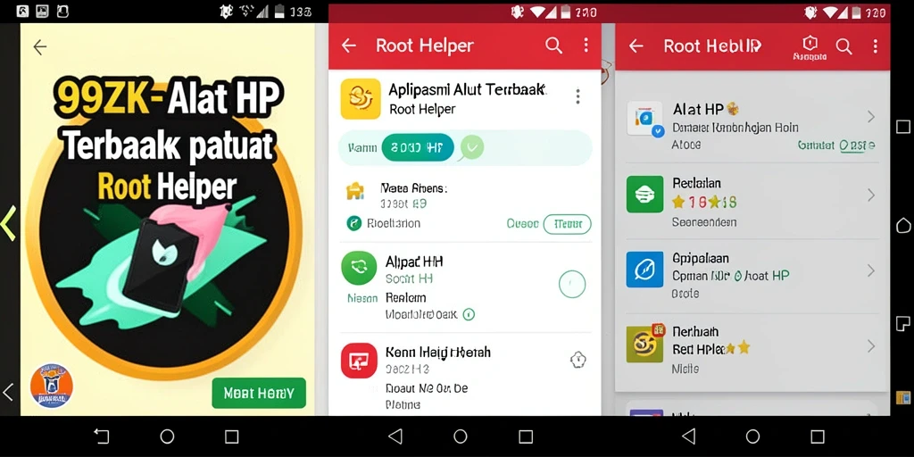 Antarmuka utama 99ZK dengan fitur Root Helper yang mudah digunakan.