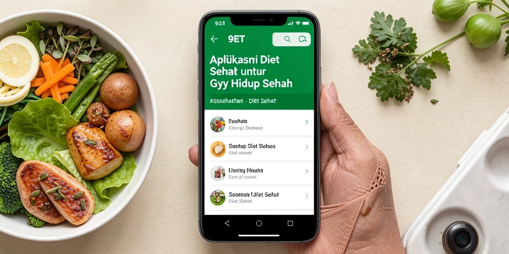 Tampilan antarmuka aplikasi Diet Sehat 9ET yang mudah digunakan.