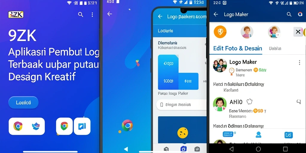 Screenshot antarmuka aplikasi 9ZK dalam proses pembuatan logo.