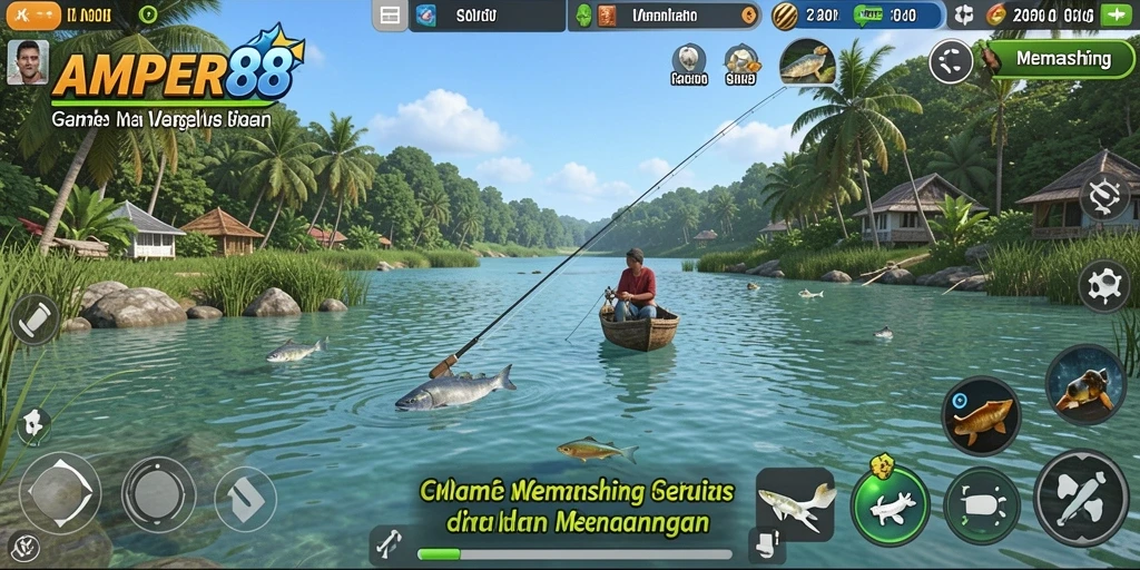 Tampilan antarmuka AMPER88 yang menarik saat memancing.