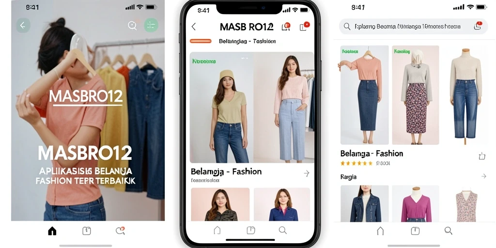 Tampilan antarmuka MASBRO12 yang menarik dan mudah digunakan untuk berbelanja fashion.