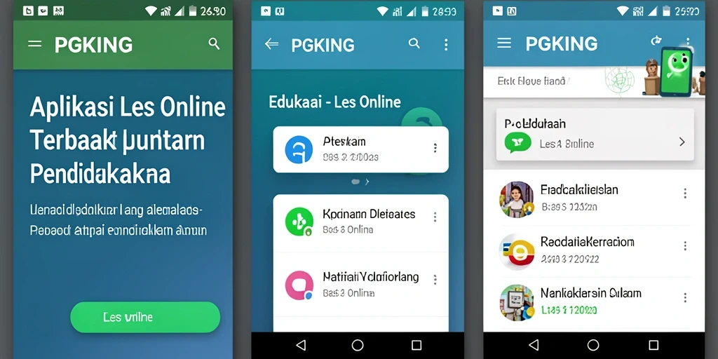 Tampilan antarmuka PGKING yang memudahkan pengguna saat belajar Les Online.