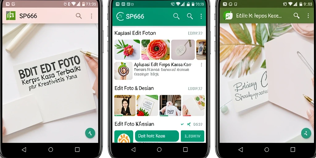Antarmuka pengguna SP666 dengan fitur edit foto kertas kaca yang sederhana.