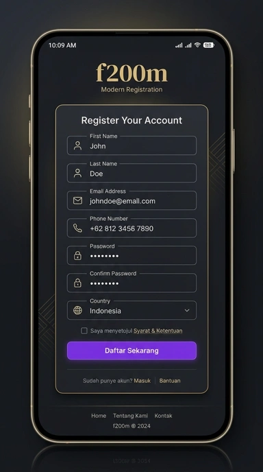 Daftar Akun Baru f200m untuk Pengguna Android